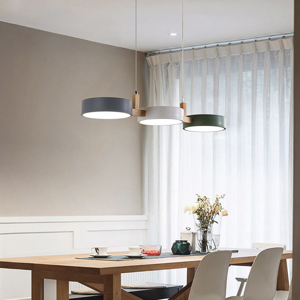 Lampe à suspension cylindrique Delira Scandinavisch Metal Hout