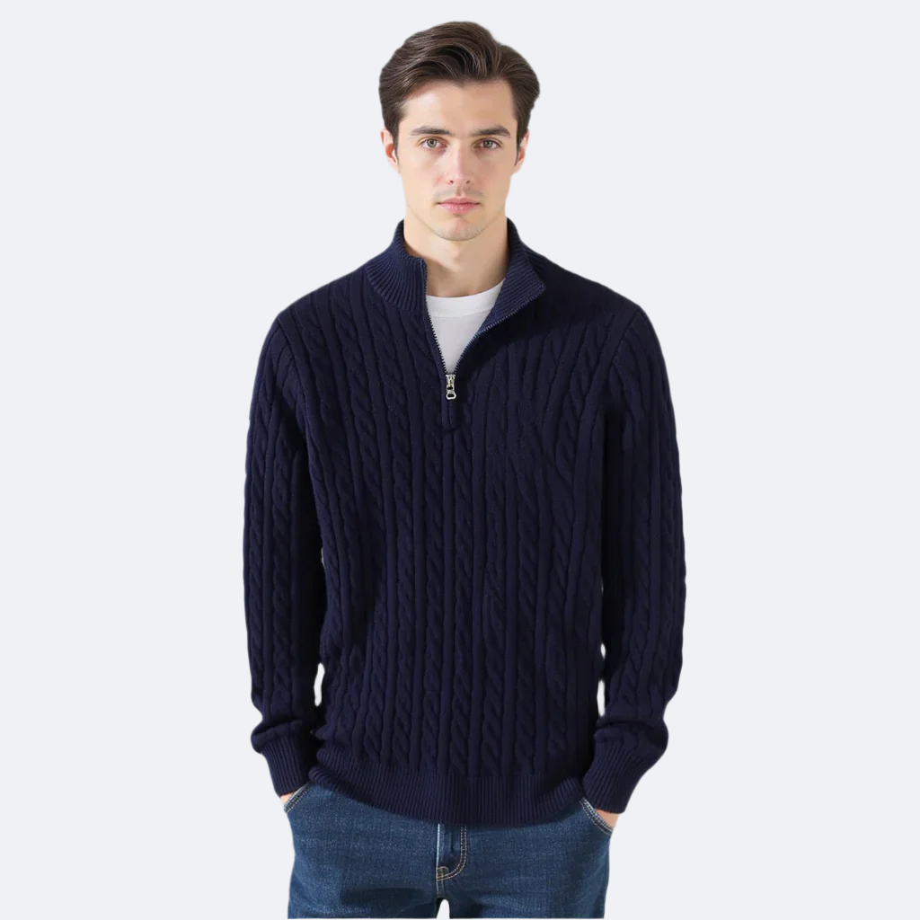 SAENOR Zipped Cable Sweater