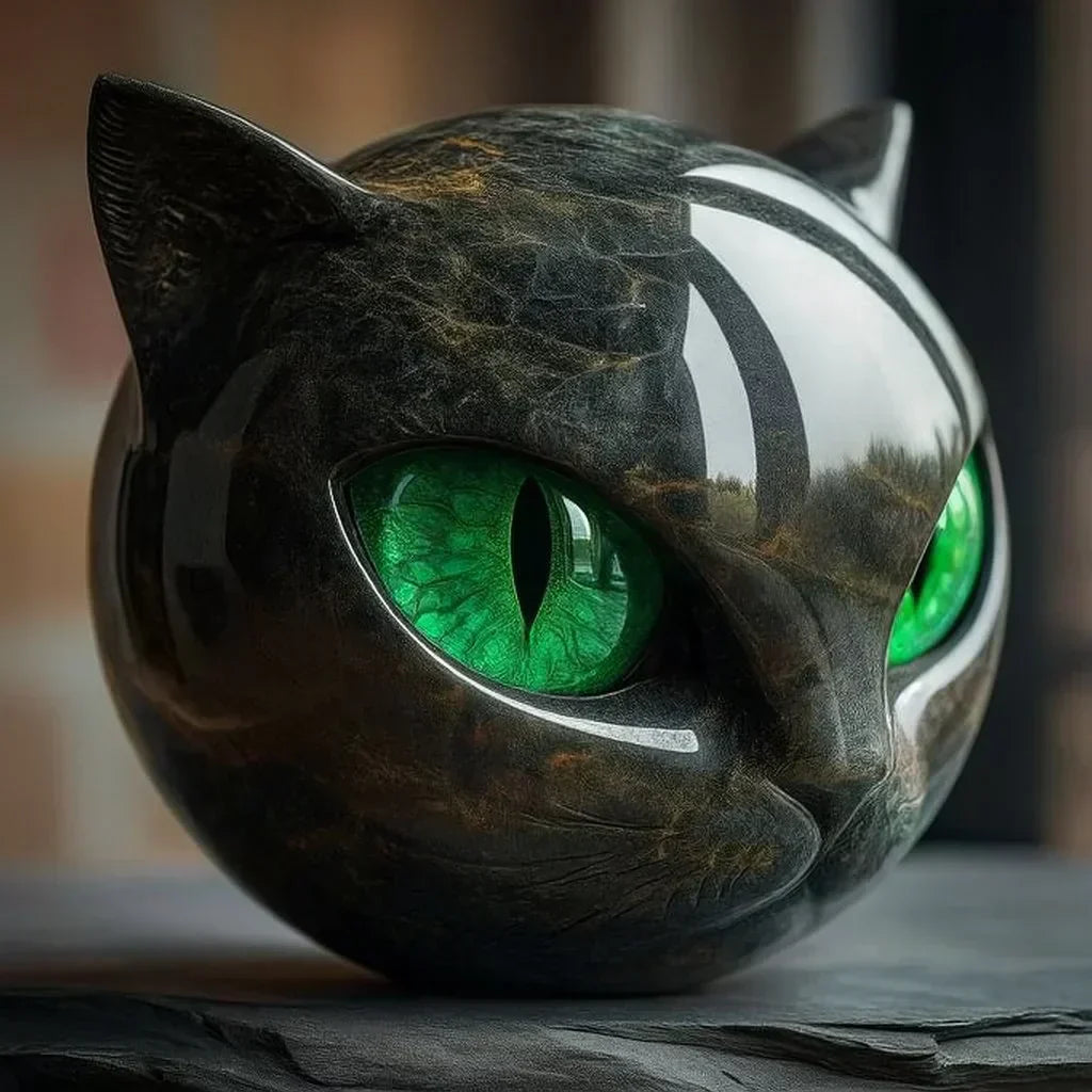 ZyxCharm β Mystic Black Cat Head Sculpture