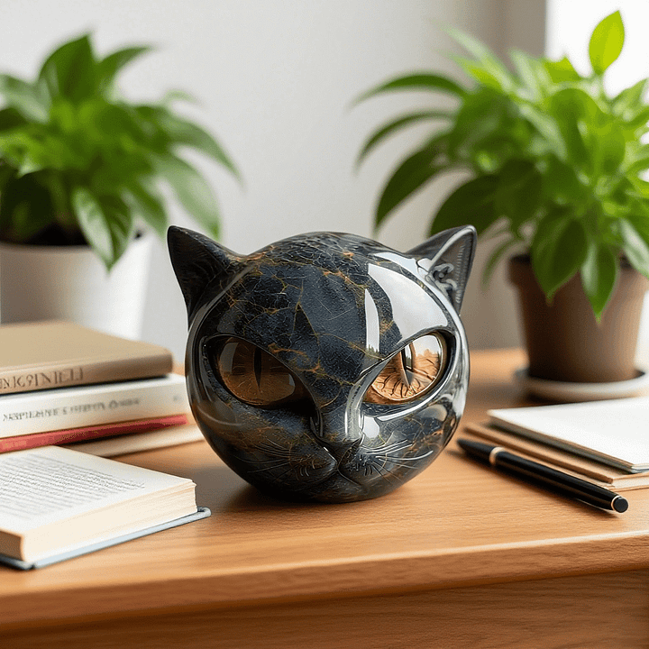 ZyxCharm β Mystic Black Cat Head Sculpture
