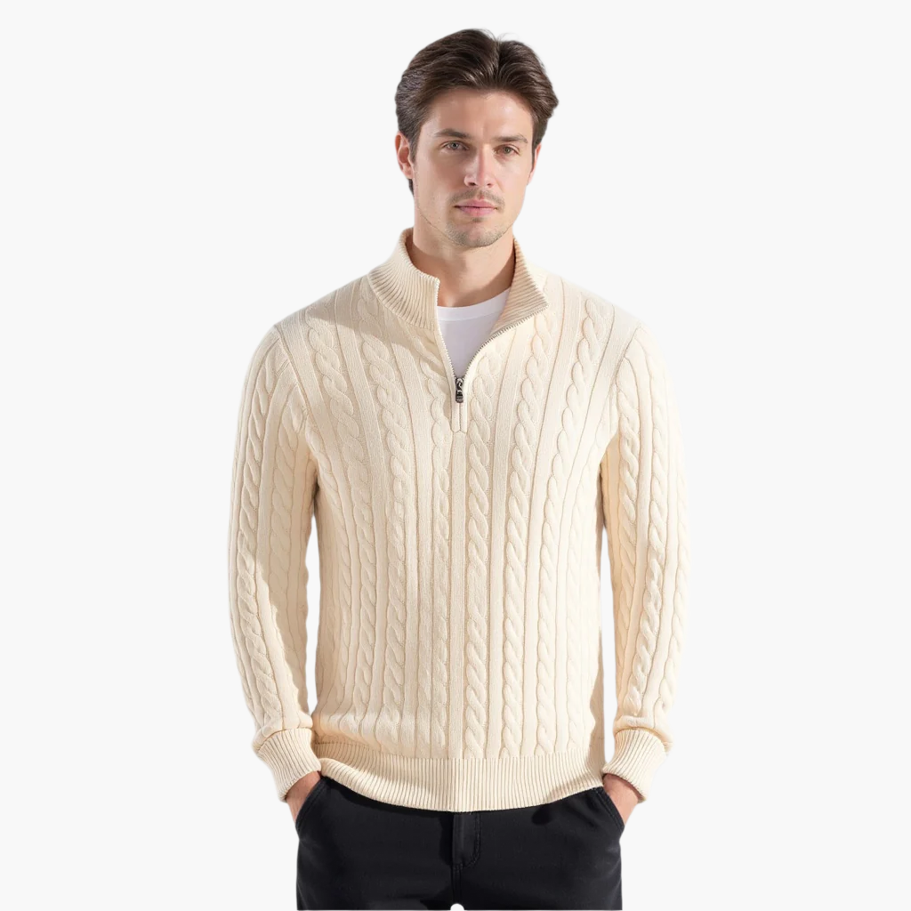 SAENOR Zipped Cable Sweater