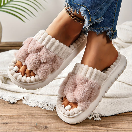 Women’s Cozy Moccasin Slippers – Faux Fur & Bow Design