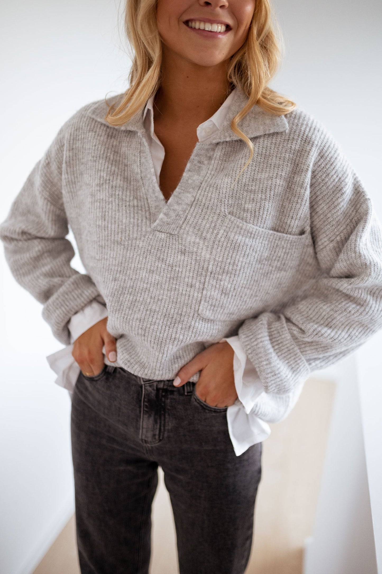 Mara™ | Cozy Gray Knit Sweater