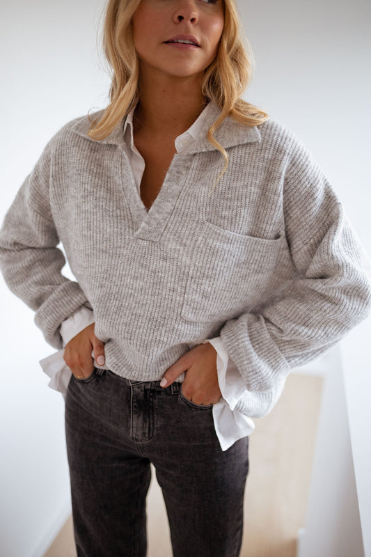 Mara™ | Cozy Gray Knit Sweater
