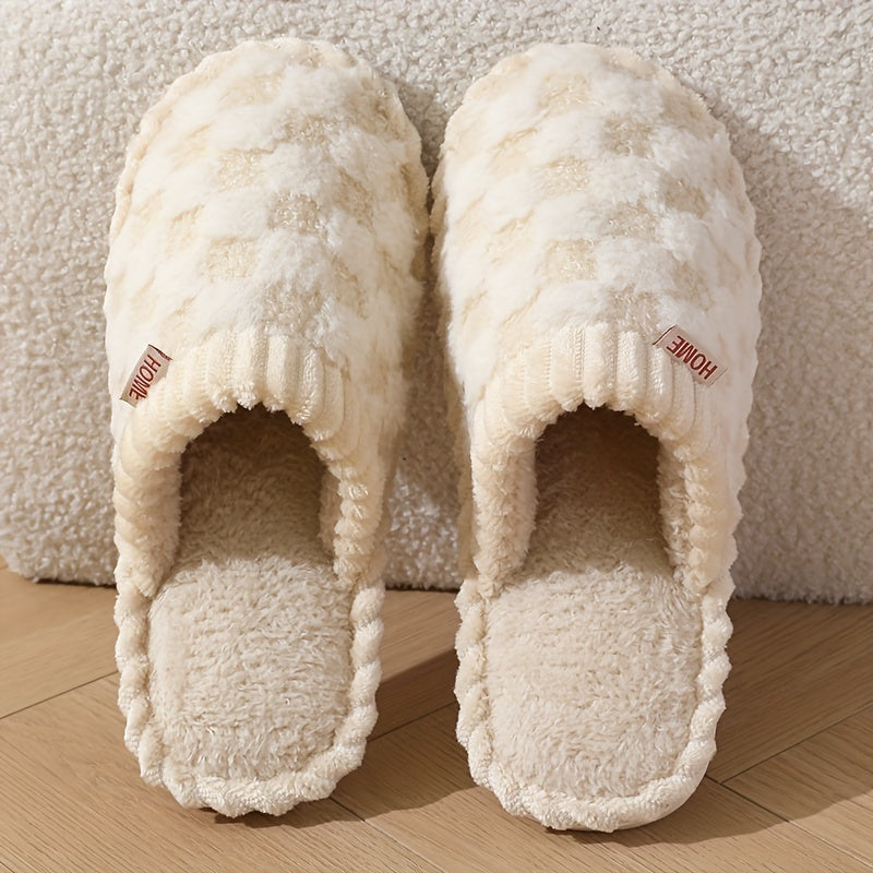 Women’s Plush Faux Fur Slippers – Cozy Non-Slip Winter Shoes