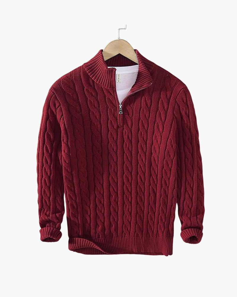 SAENOR Zipped Cable Sweater