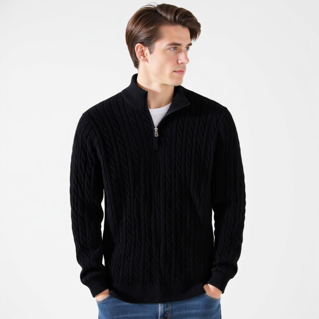 SAENOR Zipped Cable Sweater