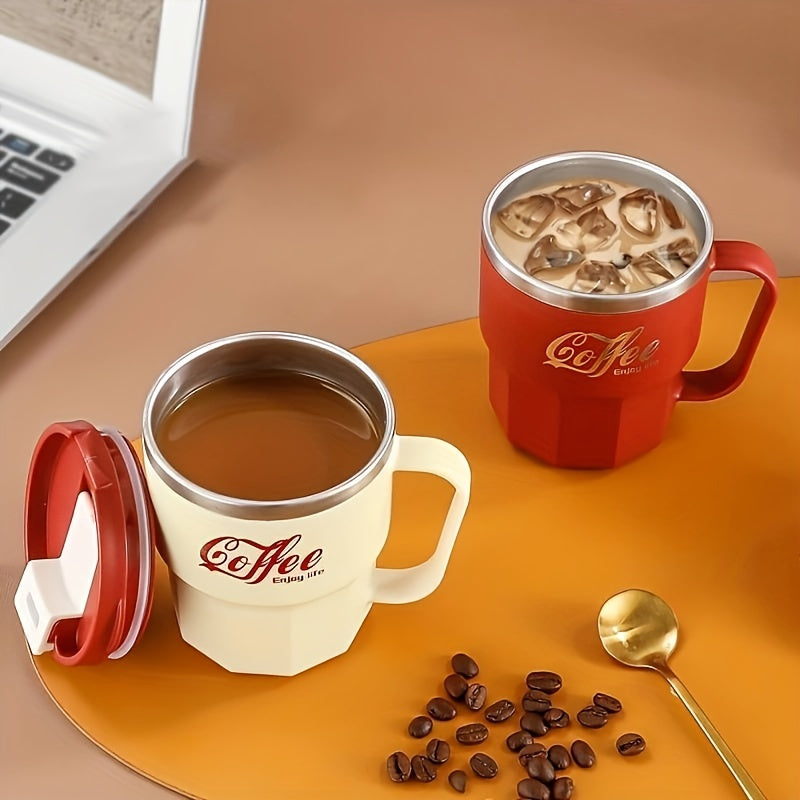 Tasse à café à double paroi avec couvercle