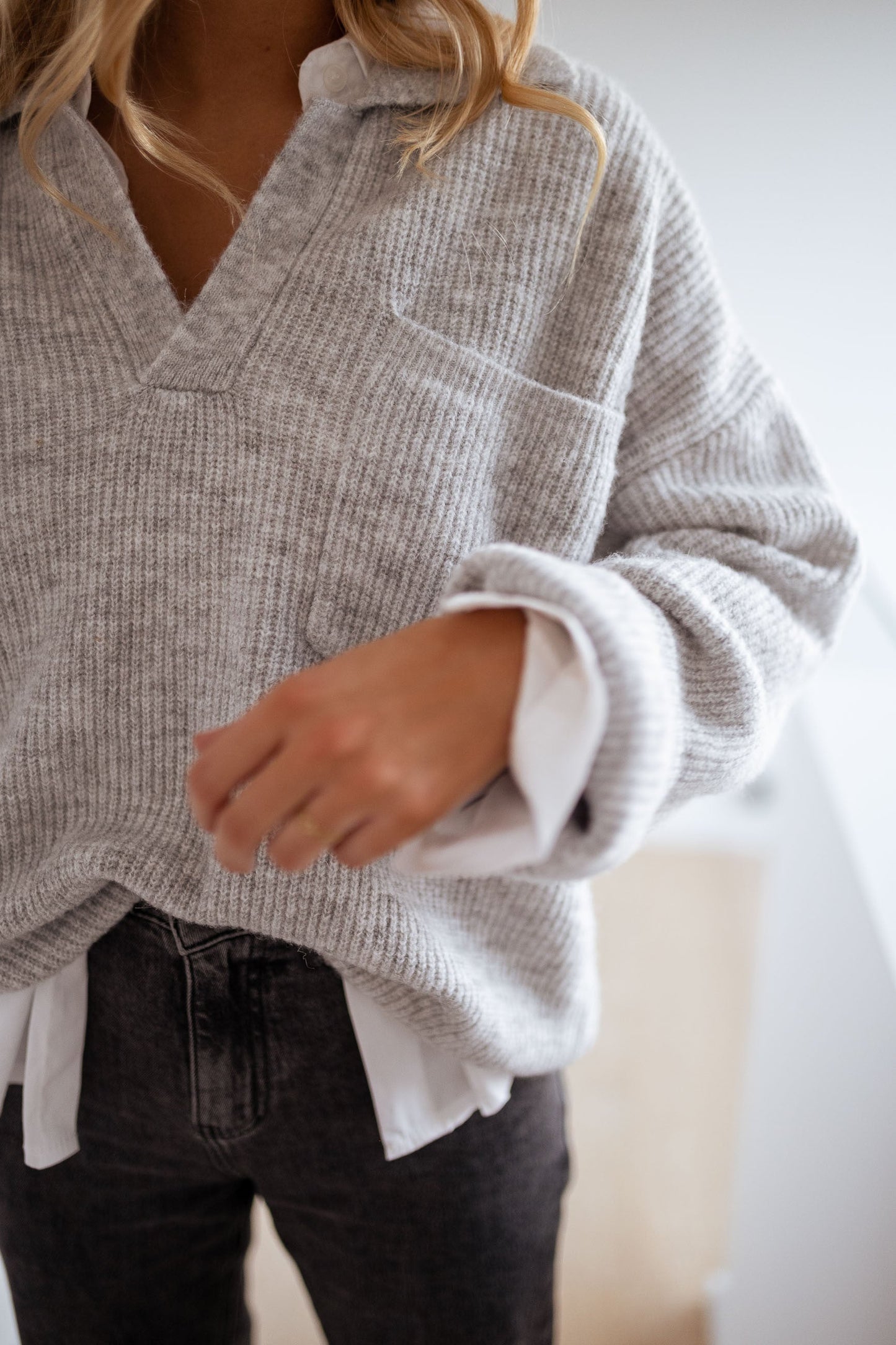 Mara™ | Cozy Gray Knit Sweater