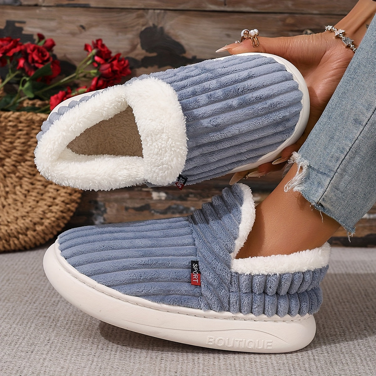 Women’s Plush Winter Slippers – Faux Fur Lined Cozy Booties