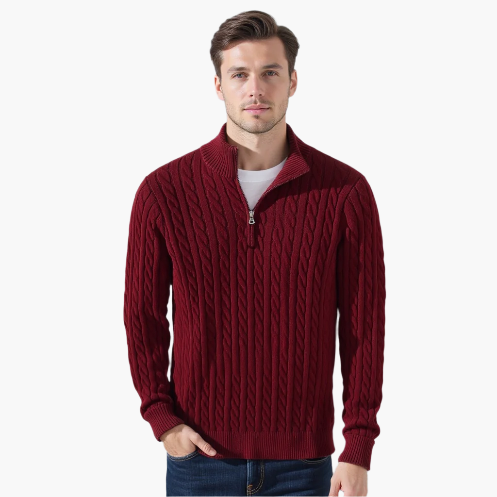 SAENOR Zipped Cable Sweater