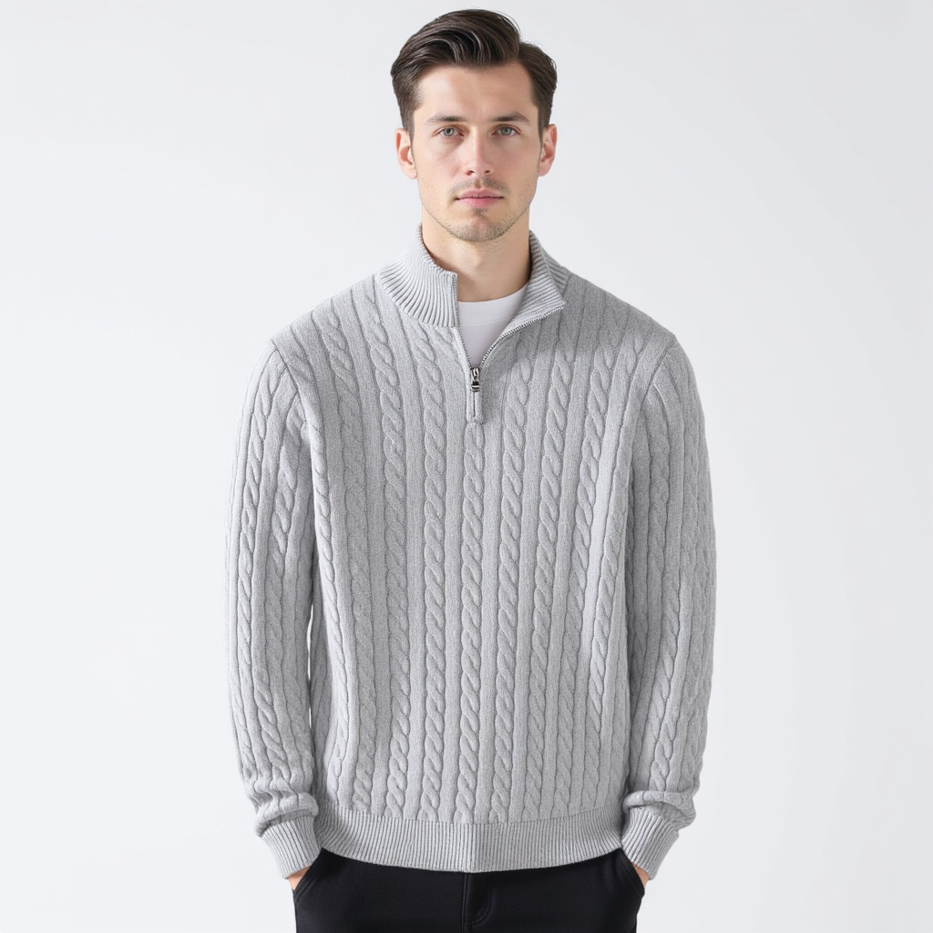SAENOR Zipped Cable Sweater