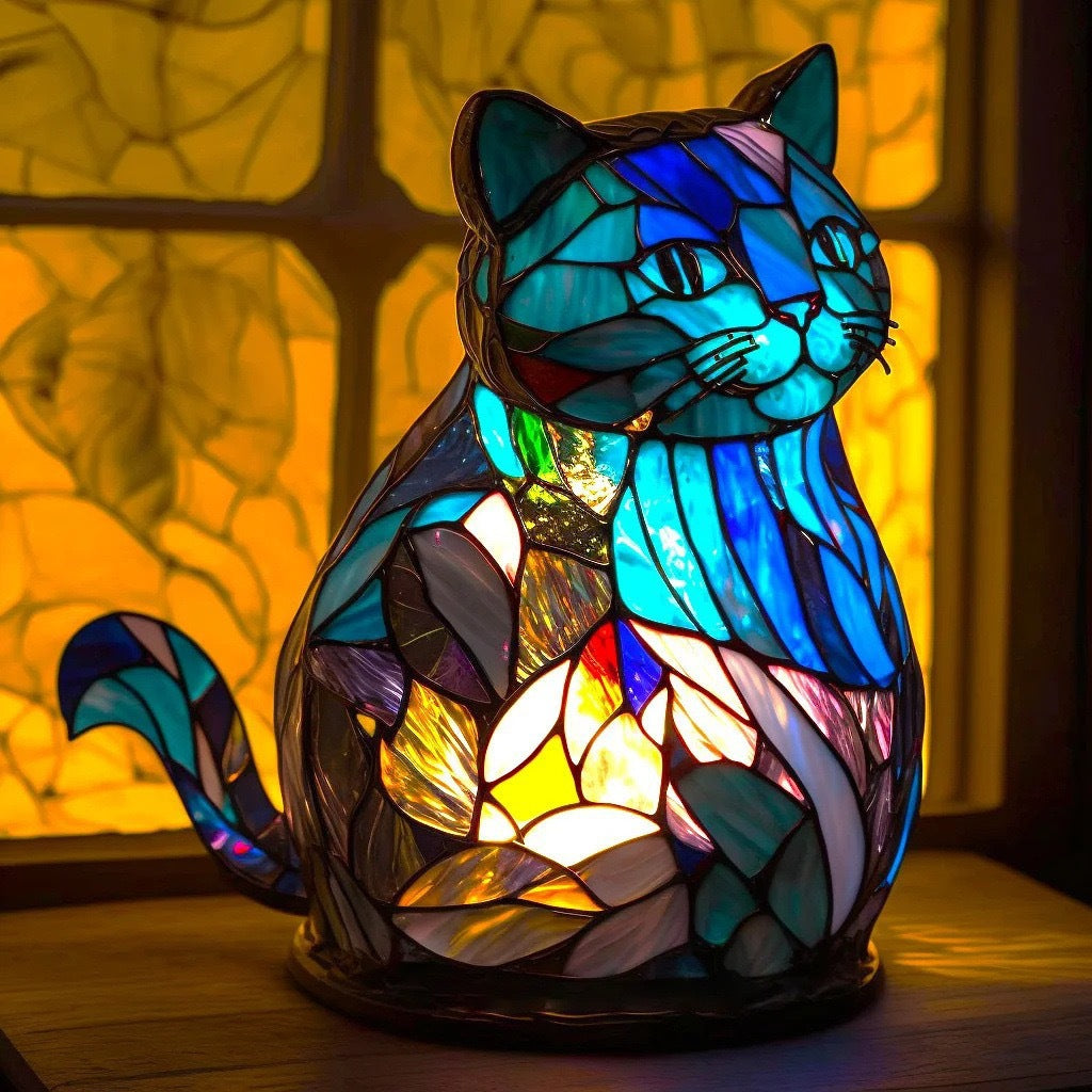 Nala | Magical Cat Lamp Made of Colorful Glass