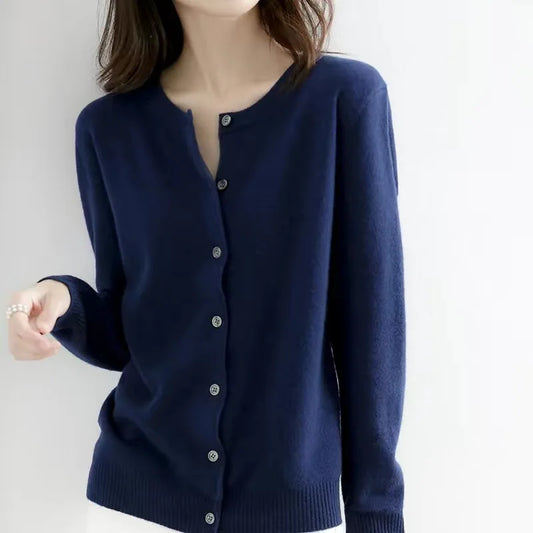Women's Cashmere O-Neck Cardigan™ - Solid Color