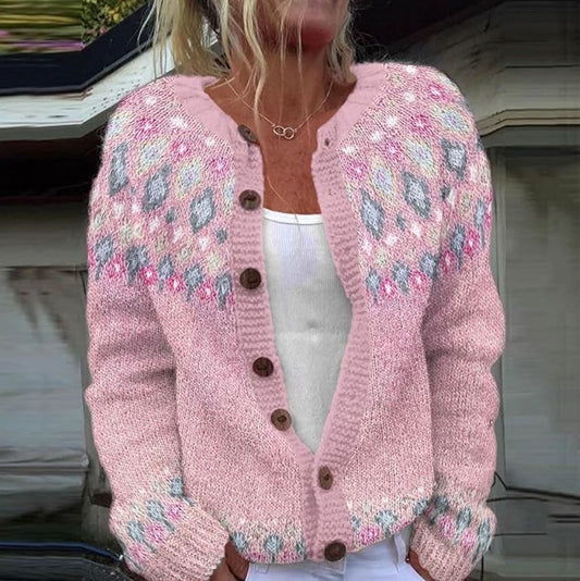 Sophie | Printed Pink Cardigan