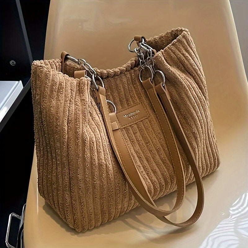 Women’s Corduroy Handbag – Everyday Shoulder Tote