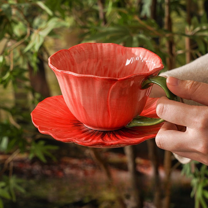 Tasse à café élégante en céramique à motif floral