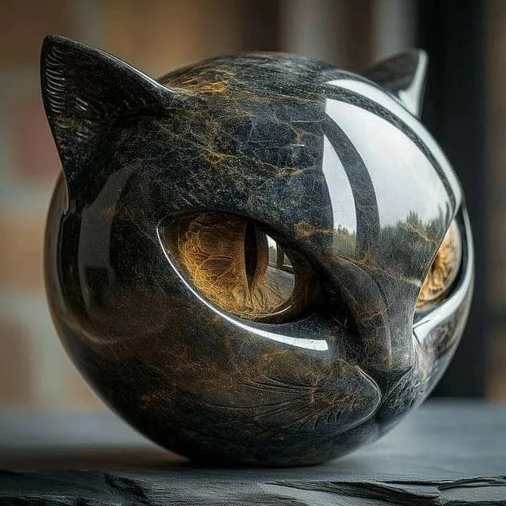 ZyxCharm β Mystic Black Cat Head Sculpture