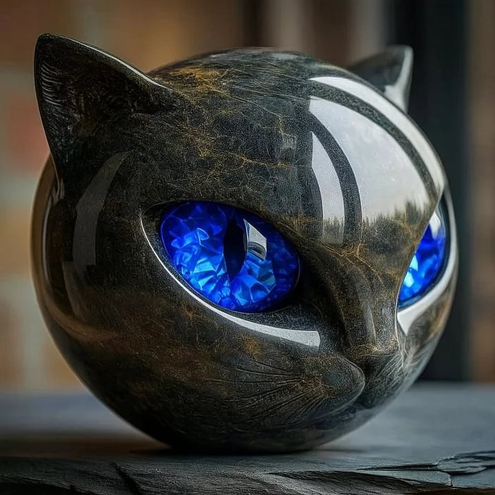ZyxCharm β Mystic Black Cat Head Sculpture