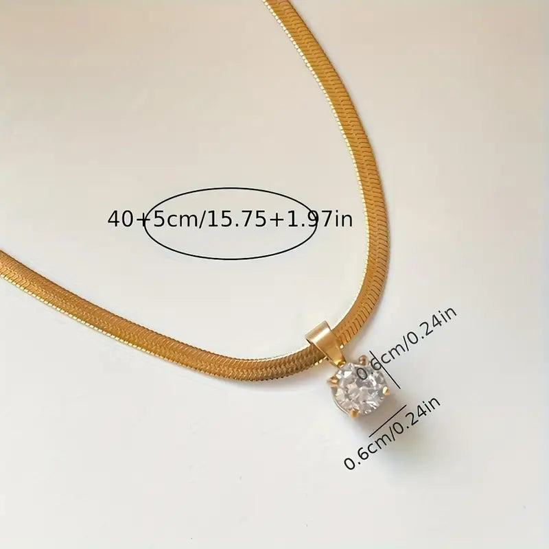 Gold Necklace with Rhinestone Pendant - Elegant Design