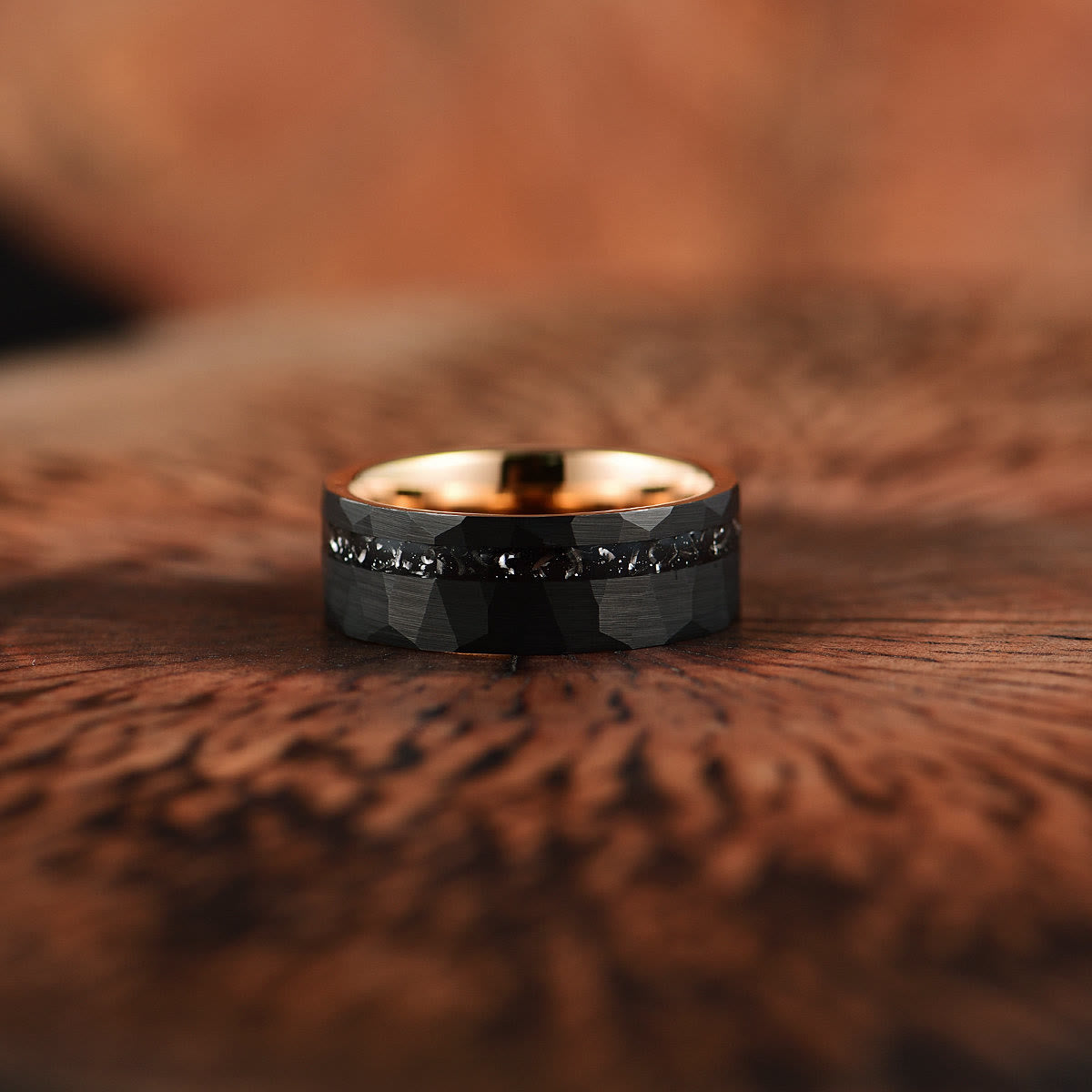 Bague en carbure de tungstène et tourmaline noire Ares de 8 mm