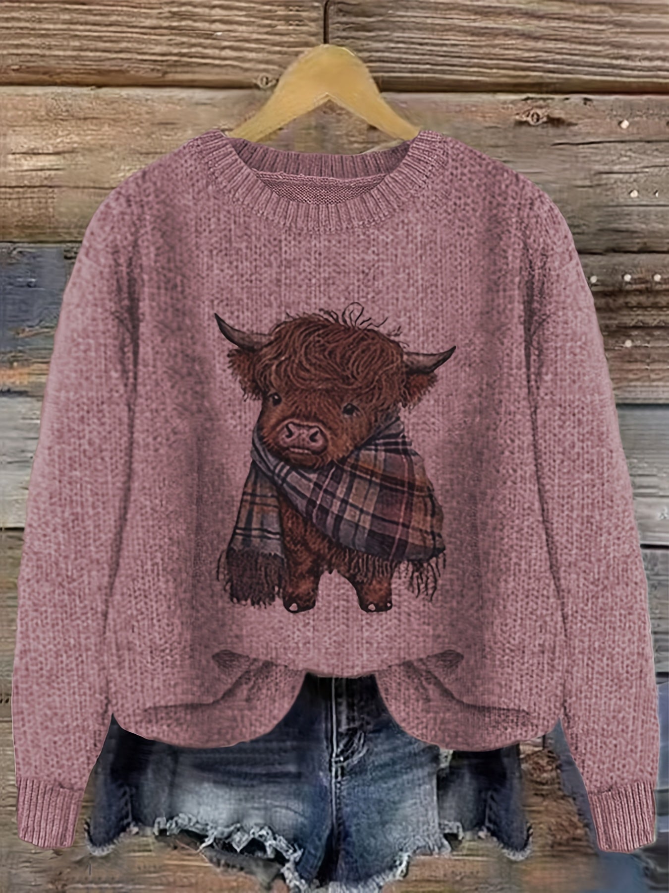 Women’s Pink & Brown Color Block Sweater