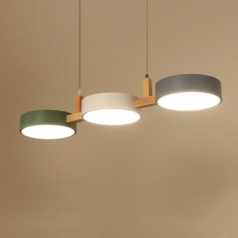 Lampe à suspension cylindrique Delira Scandinavisch Metal Hout