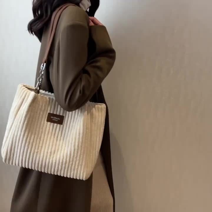 Women’s Corduroy Handbag – Everyday Shoulder Tote