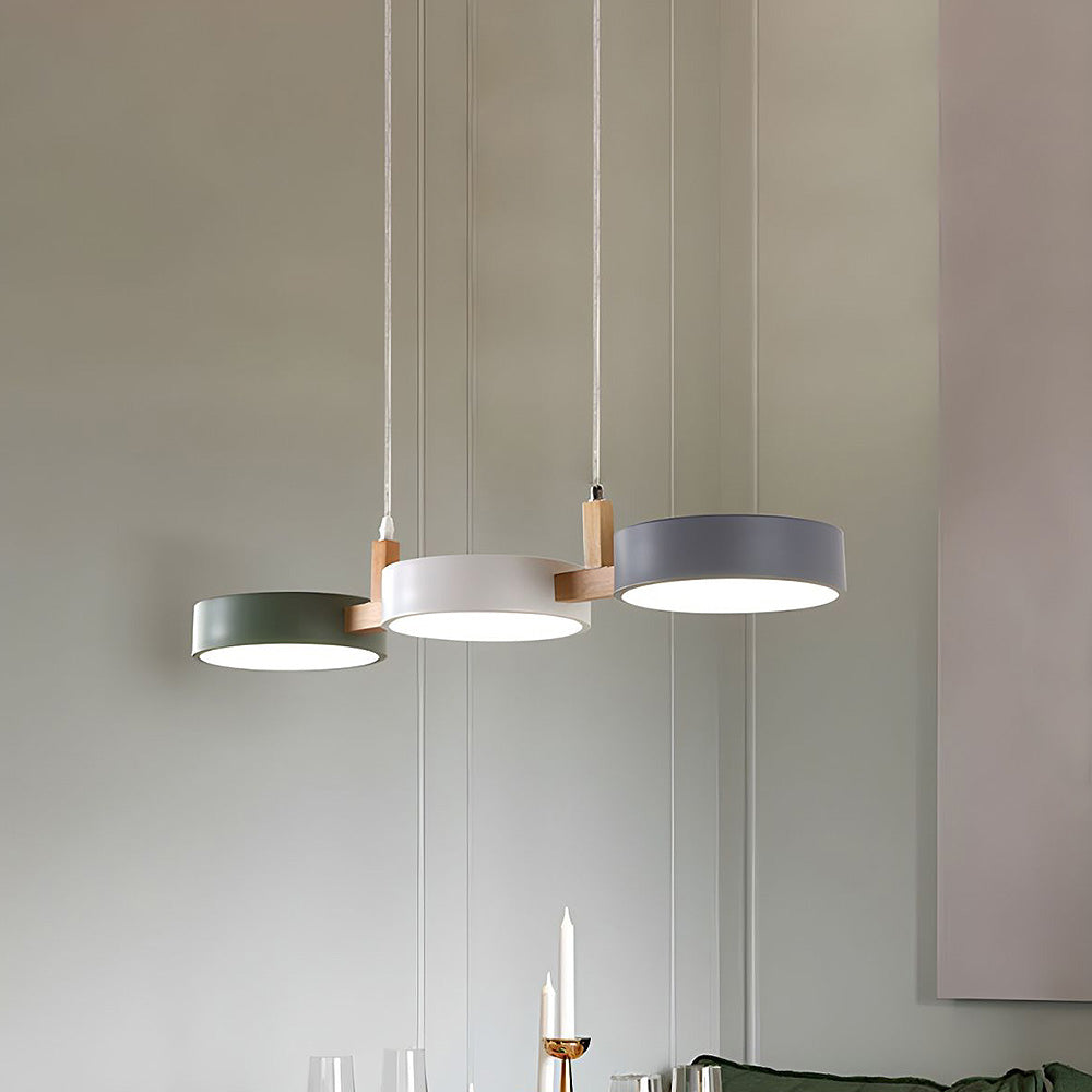 Lampe à suspension cylindrique Delira Scandinavisch Metal Hout
