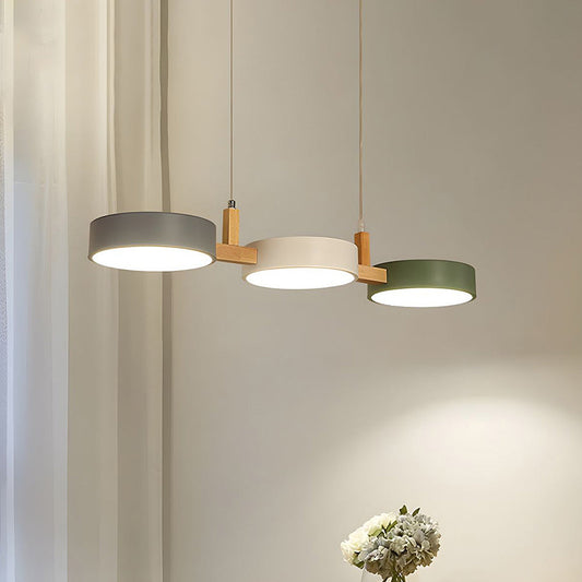 Lampe à suspension cylindrique Delira Scandinavisch Metal Hout