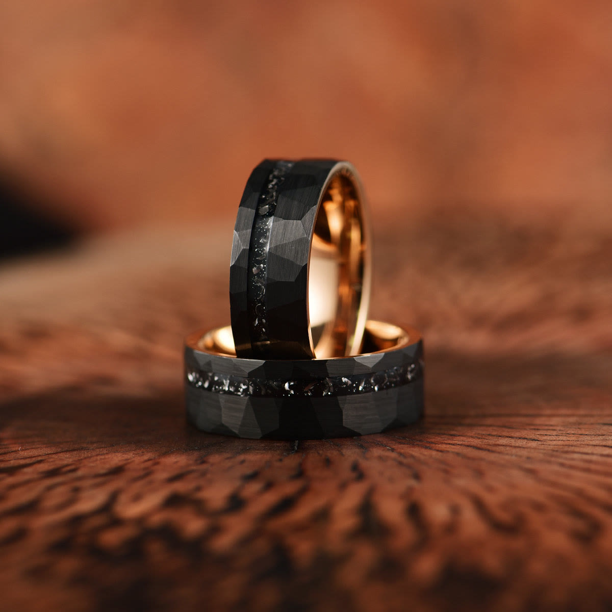 Bague en carbure de tungstène et tourmaline noire Ares de 8 mm