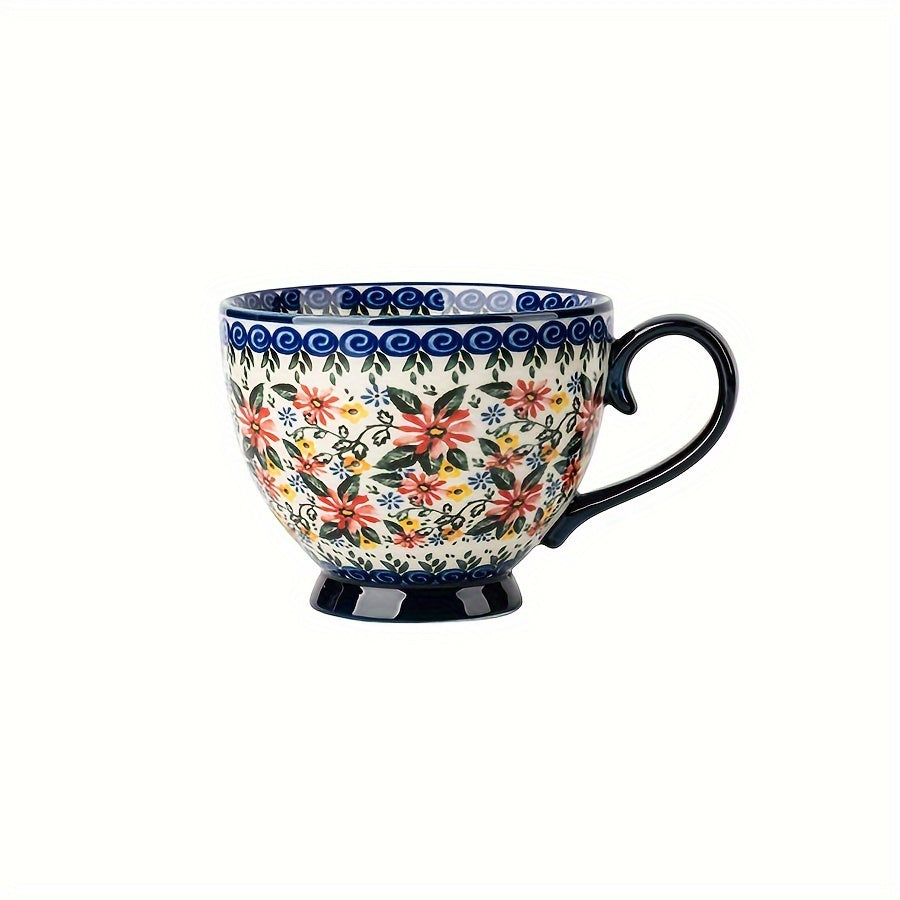 Tasse de petit-déjeuner à motif floral bohème