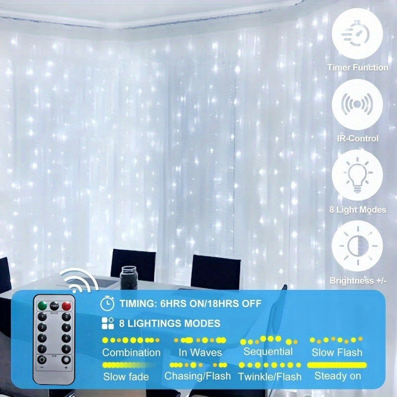 LED Sprookjesscherm Lichtjes, Sprookjesscherm Lichtjes voor Slaapkamer, Koude Witte USB Plug-in 8 Modi Chandelier String Lichtjes met Afstandsbediening, Geschikt voor Kerstmis, Slaapkamer, Binnen, Bruiloft, Feest, etc. Decoratie, Geschikt voor Alle Seizoe