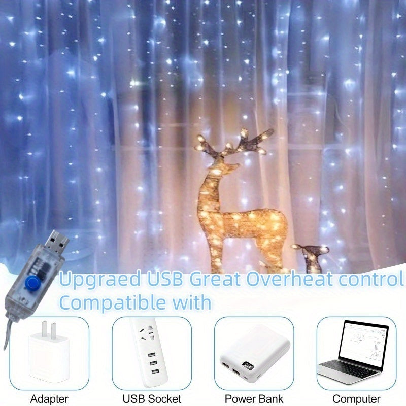 LED Sprookjesscherm Lichtjes, Sprookjesscherm Lichtjes voor Slaapkamer, Koude Witte USB Plug-in 8 Modi Chandelier String Lichtjes met Afstandsbediening, Geschikt voor Kerstmis, Slaapkamer, Binnen, Bruiloft, Feest, etc. Decoratie, Geschikt voor Alle Seizoe