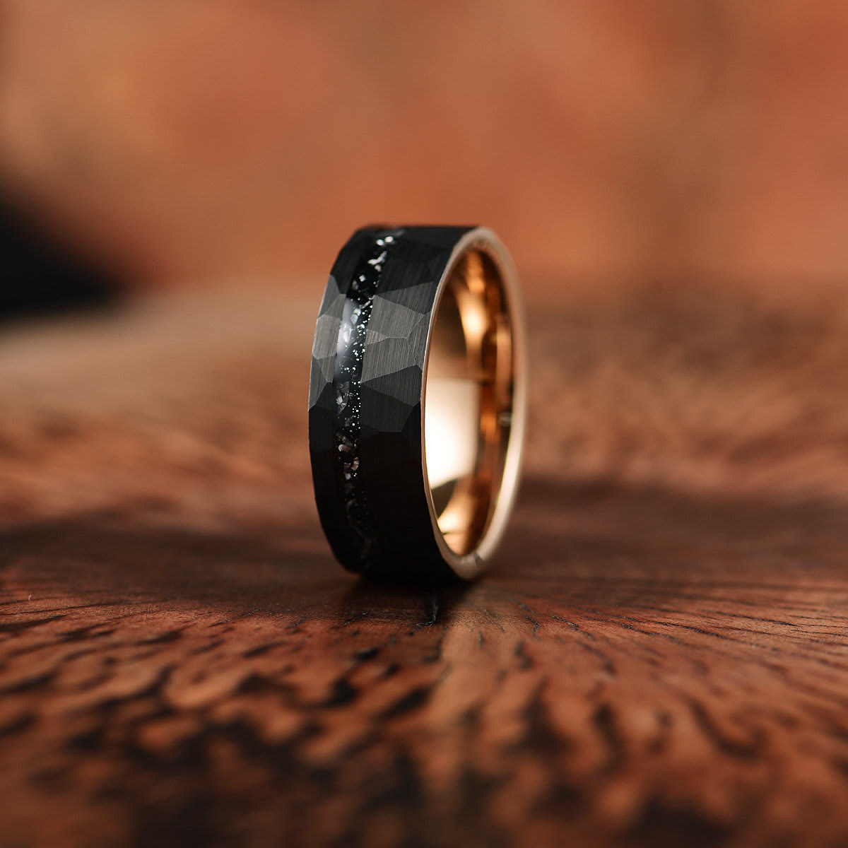 Bague en carbure de tungstène et tourmaline noire Ares de 8 mm