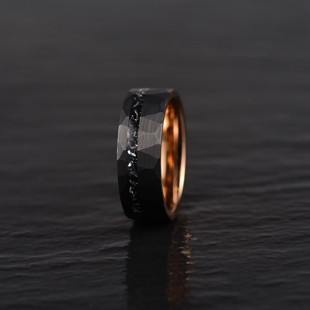 Bague en carbure de tungstène et tourmaline noire Ares de 8 mm