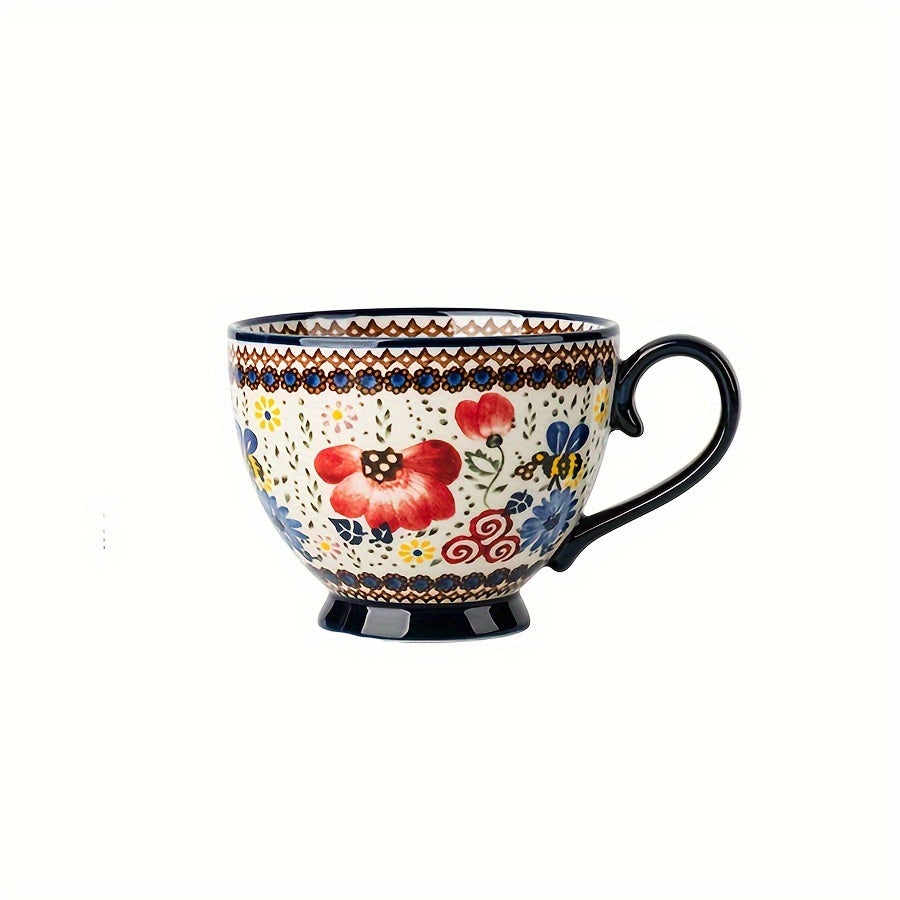 Tasse de petit-déjeuner à motif floral bohème