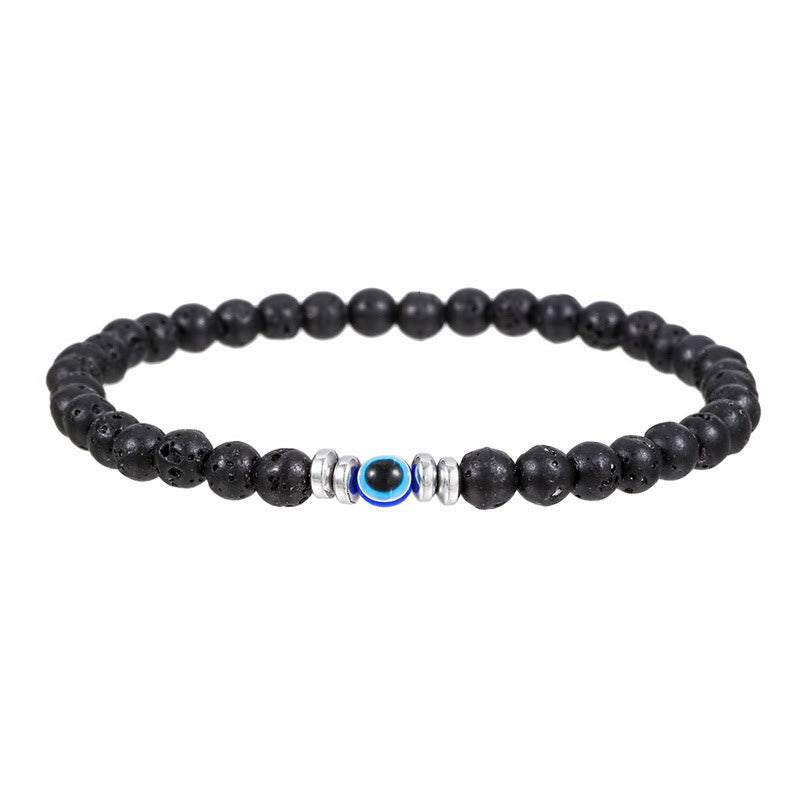 Bracelet homme en pierre naturelle de 4 mm avec breloque mauvais œil