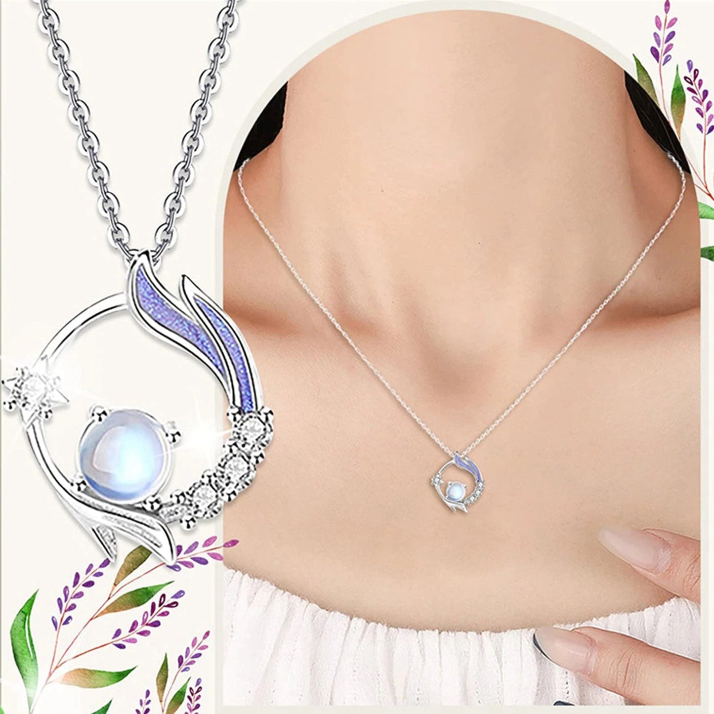 Collier en argent avec accent de pierre de lune