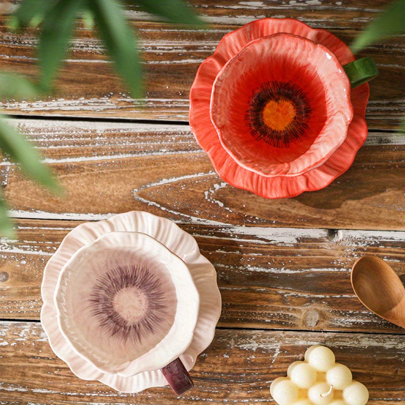 Tasse à café élégante en céramique à motif floral