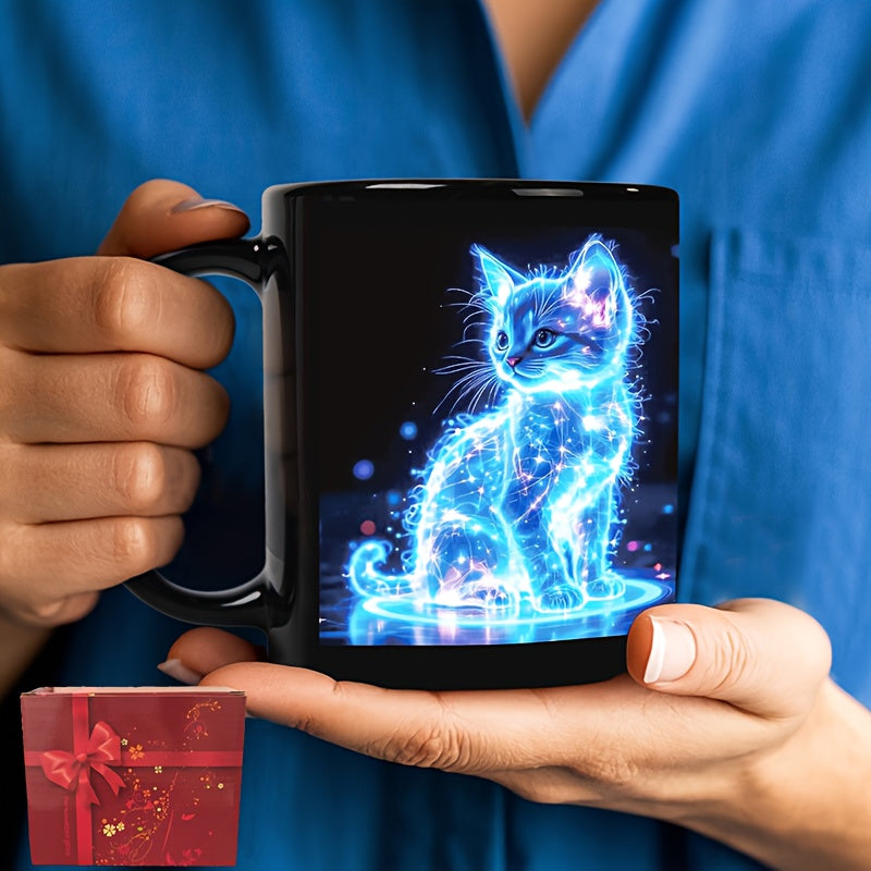 Tasse en céramique chat bleu électrique