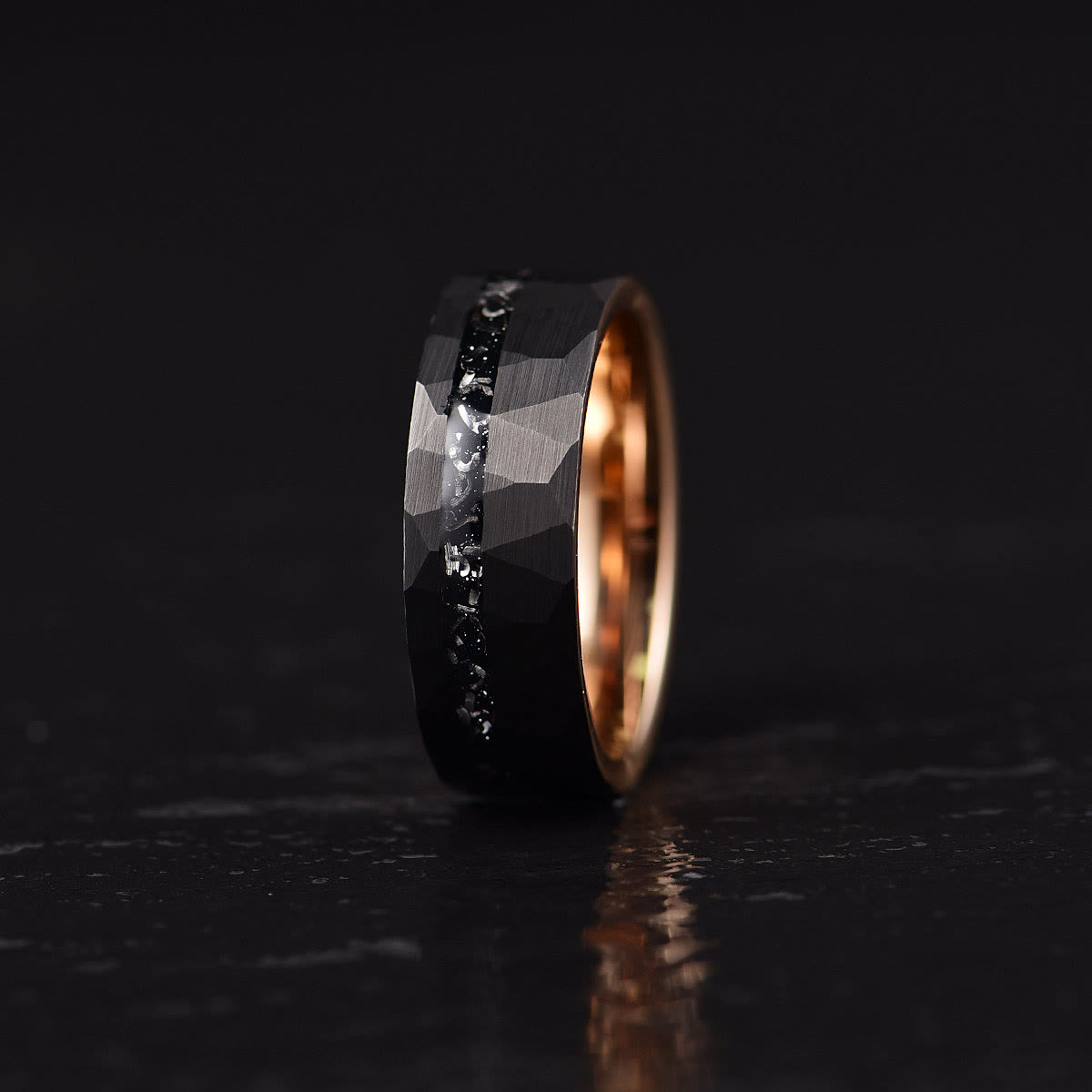 Bague en carbure de tungstène et tourmaline noire Ares de 8 mm