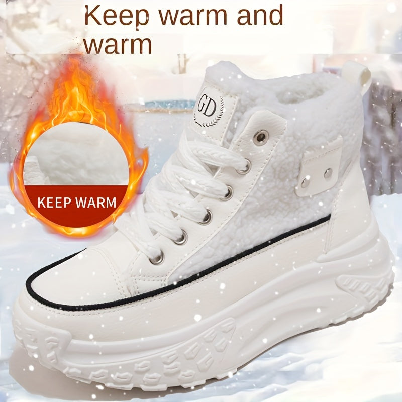 Modieuze Dameslaarzen: Nieuwe Herfst/Winter Hoge Top Warme Korte Laarzen, Trendy Schoenen