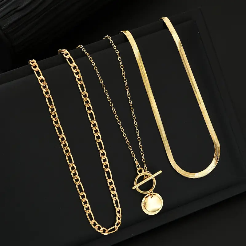 Gold Savira Layered Necklace with Textured Elements