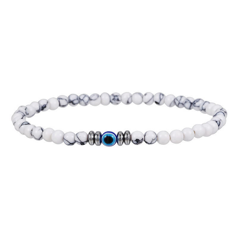 Bracelet homme en pierre naturelle de 4 mm avec breloque mauvais œil