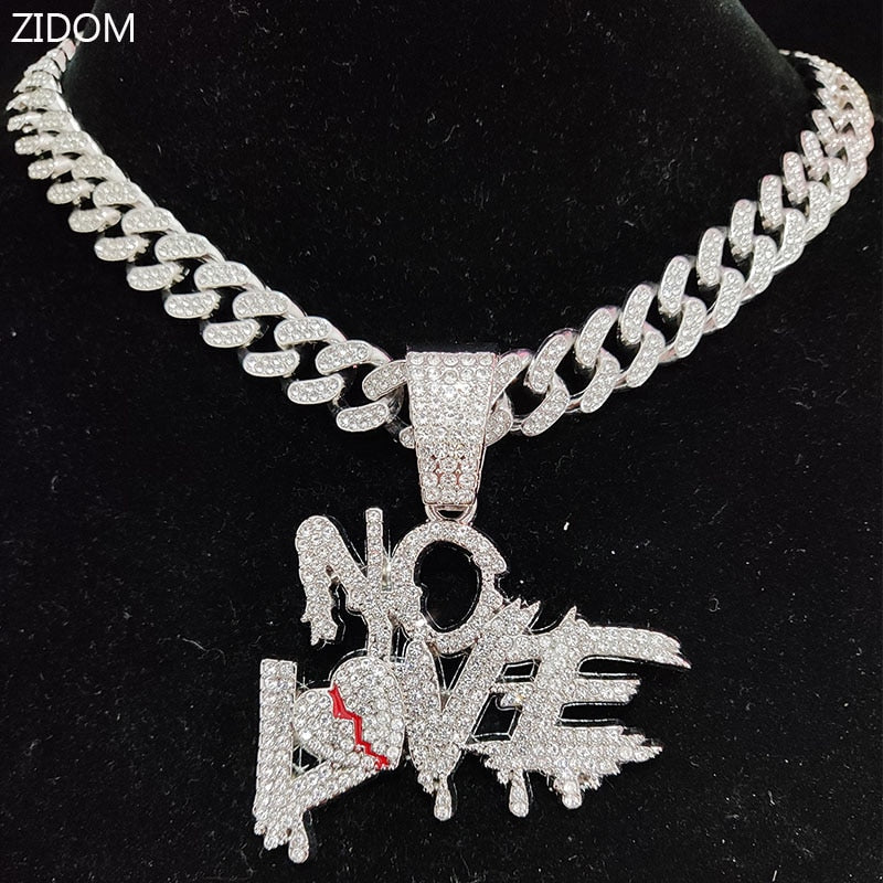 Sterling Mystique | Collier chaîne cubaine hip-hop - Design NO LOVE
