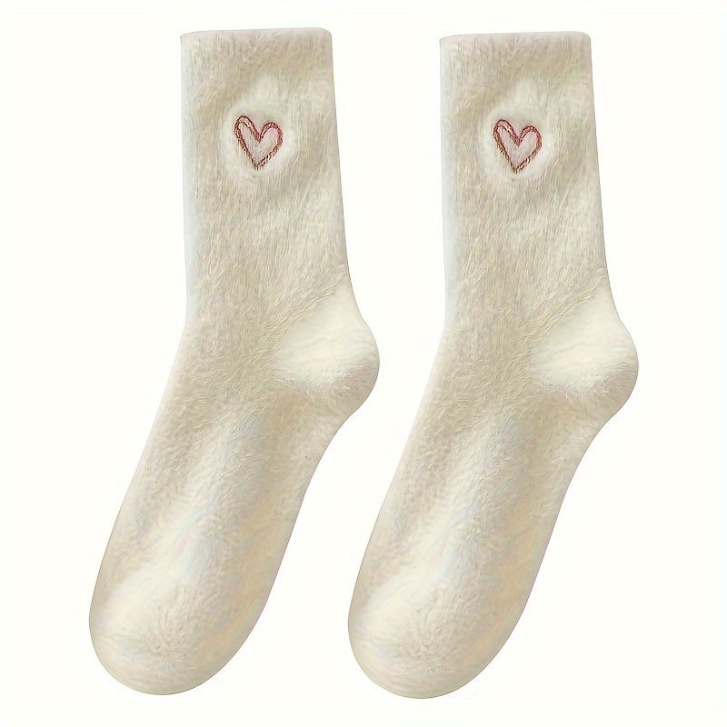 5-Pack Cozy Heart Print Socks – Winter Warm & Fluffy