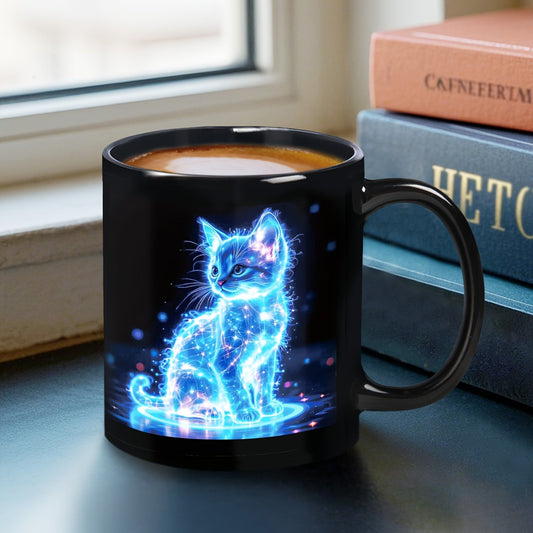 Tasse en céramique chat bleu électrique