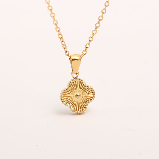 Four-Leaf Clover Letter Pendant Necklace