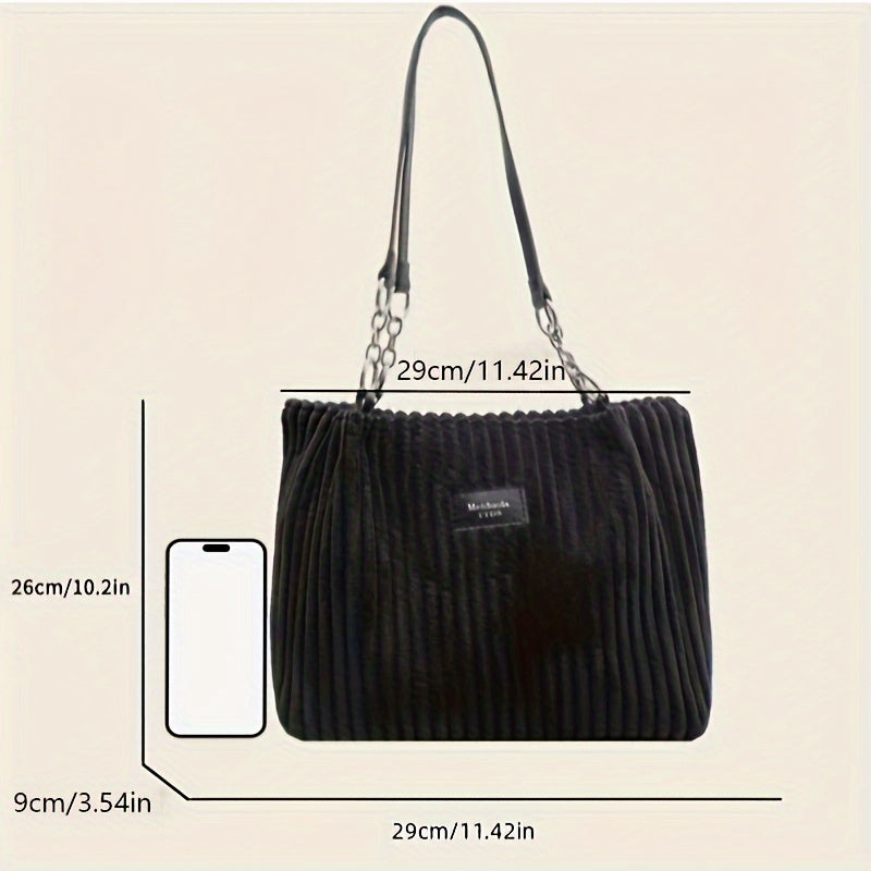 Women’s Corduroy Handbag – Everyday Shoulder Tote